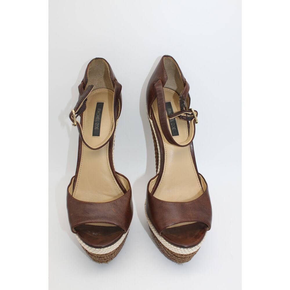 Rachel Zoe Brown Leather D'Orsay Ankle Strap Peep Toe 5"‎ Heel Shoes Size 7.5